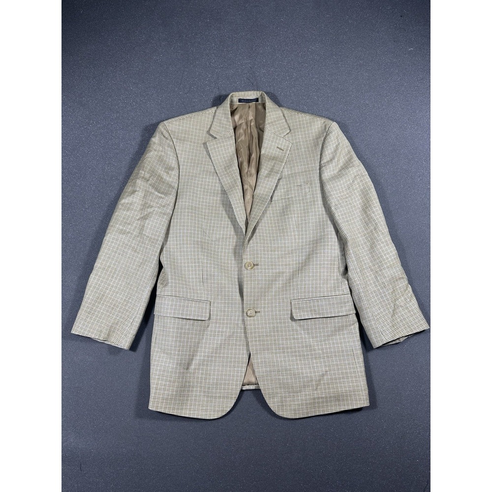 Y2K Lauren Ralph Lauren Tan Blazer 40R Sports Coat Macys 52%Silk 48%wool